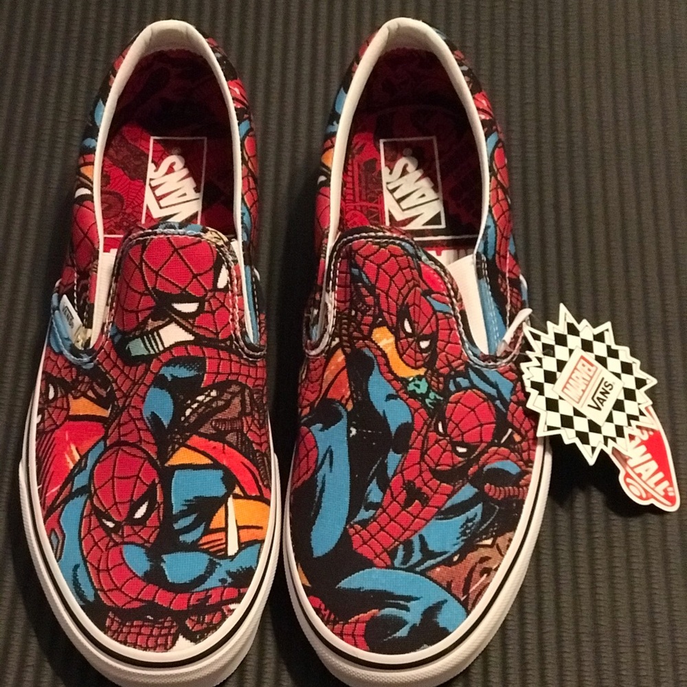 Vans x Marvel Slip On Spiderman Red & Blue Shoes